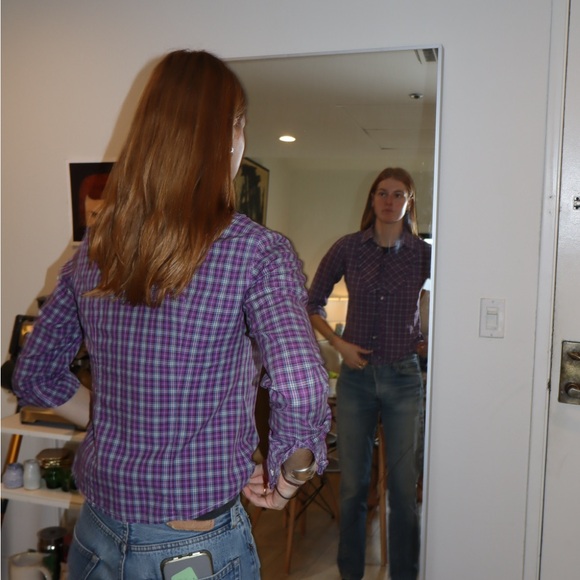 Vintage J Crew Purple Plaid Button-Up Shirt - Picture 5 of 5